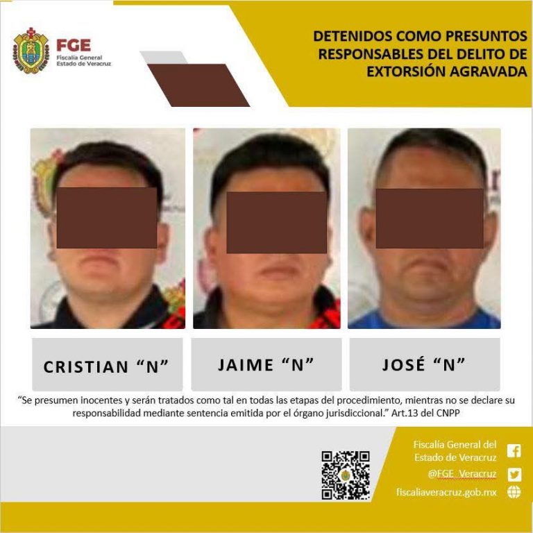 FGE cumplimenta orden de aprehensión contra presuntos responsables del delito de extorsión, en Coatepec.