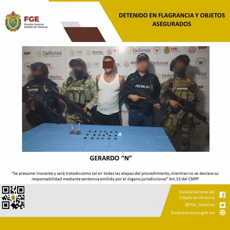En Poza Rica, diligencia de cateo permite detención y aseguramiento de sustancias ilícitas