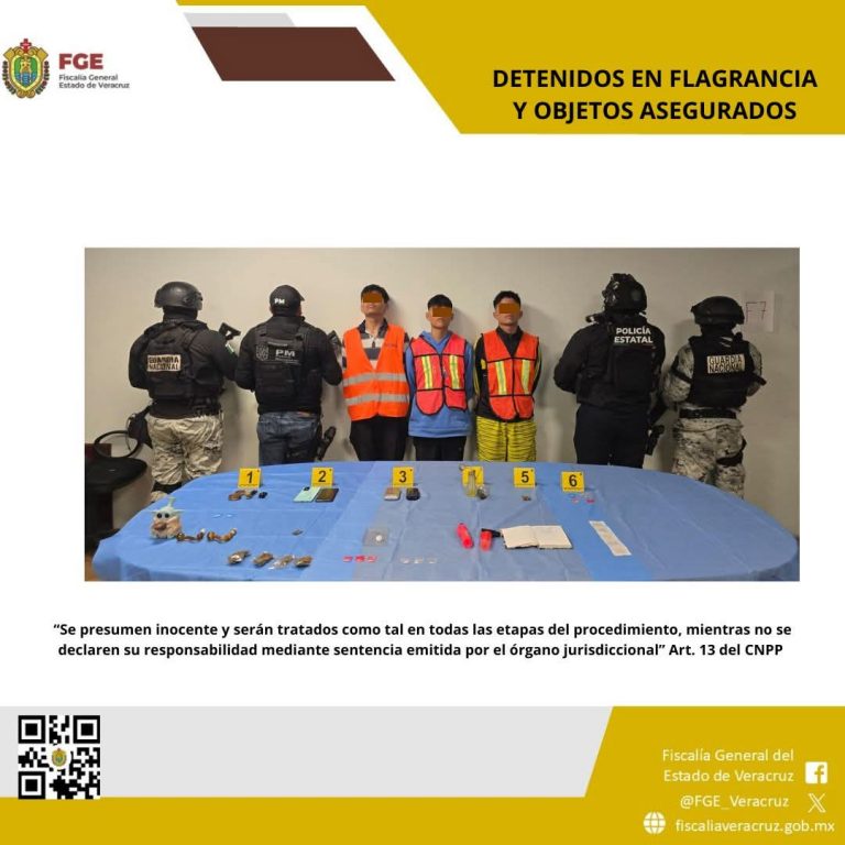 Detenidos en flagrancia y objetos asegurados en operativo de cateo con fuerzas federales y estatales en Orizaba