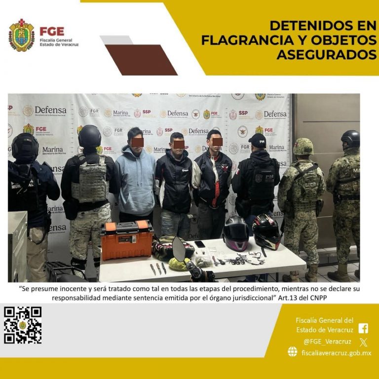Detenidos en flagrancia y objetos asegurados en operativo de cateo con fuerzas federales y estatales en Xalapa
